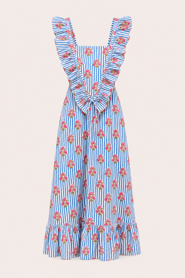 VESTIDO RAYAS  AZUL Y BLANCO ESTAMPADO