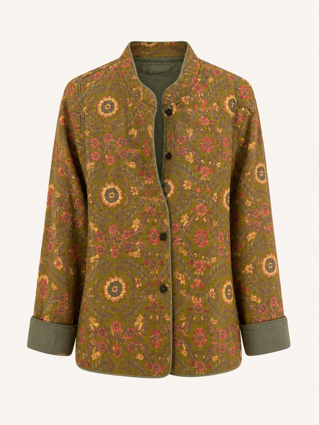 CHAQUETA ESTAMPADO VERDE Y FLORES