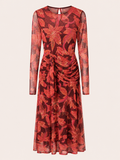 VESTIDO MANGA LARGA ESTAMPADO ROSA/ ROJO