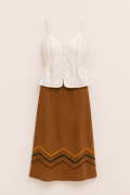 CONJUNTO TOP BLANCO- FALDA MARRON